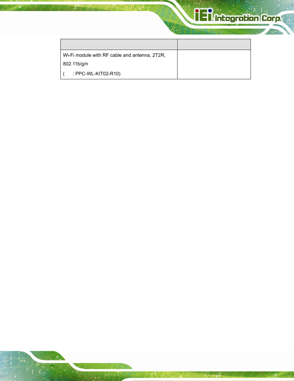 Table 2-2: optional items | IEI Integration PPC-37xxA-N26 v1.10 User Manual | Page 33 / 200