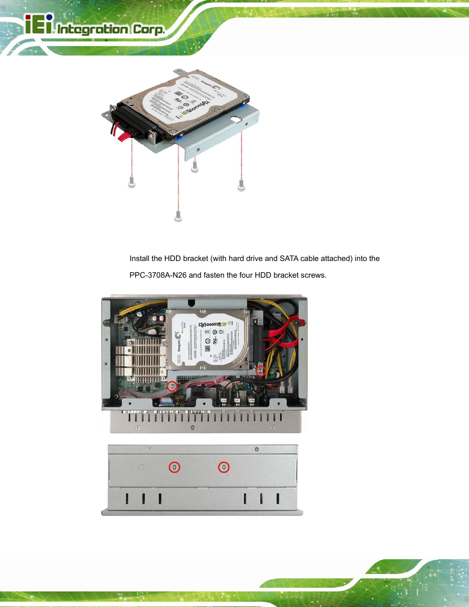 Figure 3-14: ppc-3708a-n26 hdd retention screws | IEI Integration PPC-37xxA-N26 v1.10 User Manual | Page 46 / 200