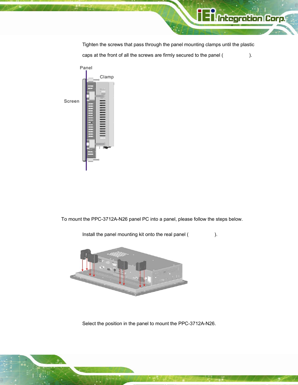 2 ppc-3712a-n26, Figure 3-30: panel mounting kit | IEI Integration PPC-37xxA-N26 v1.10 User Manual | Page 57 / 200