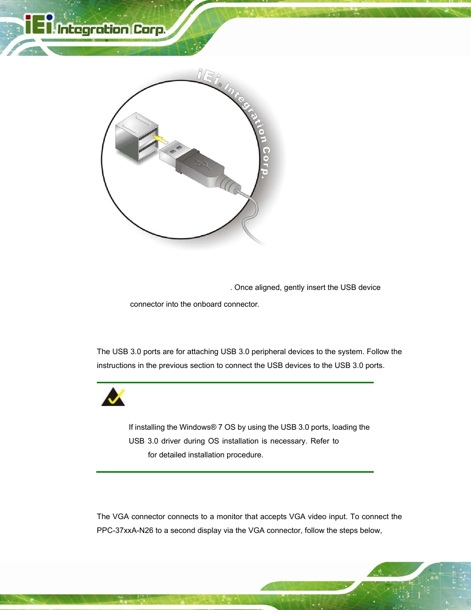 8 usb 3.0 connectors, 9 vga connector, Figure 3-45: usb device connection | Nel. see figure 3-45 | IEI Integration PPC-37xxA-N26 v1.10 User Manual | Page 70 / 200