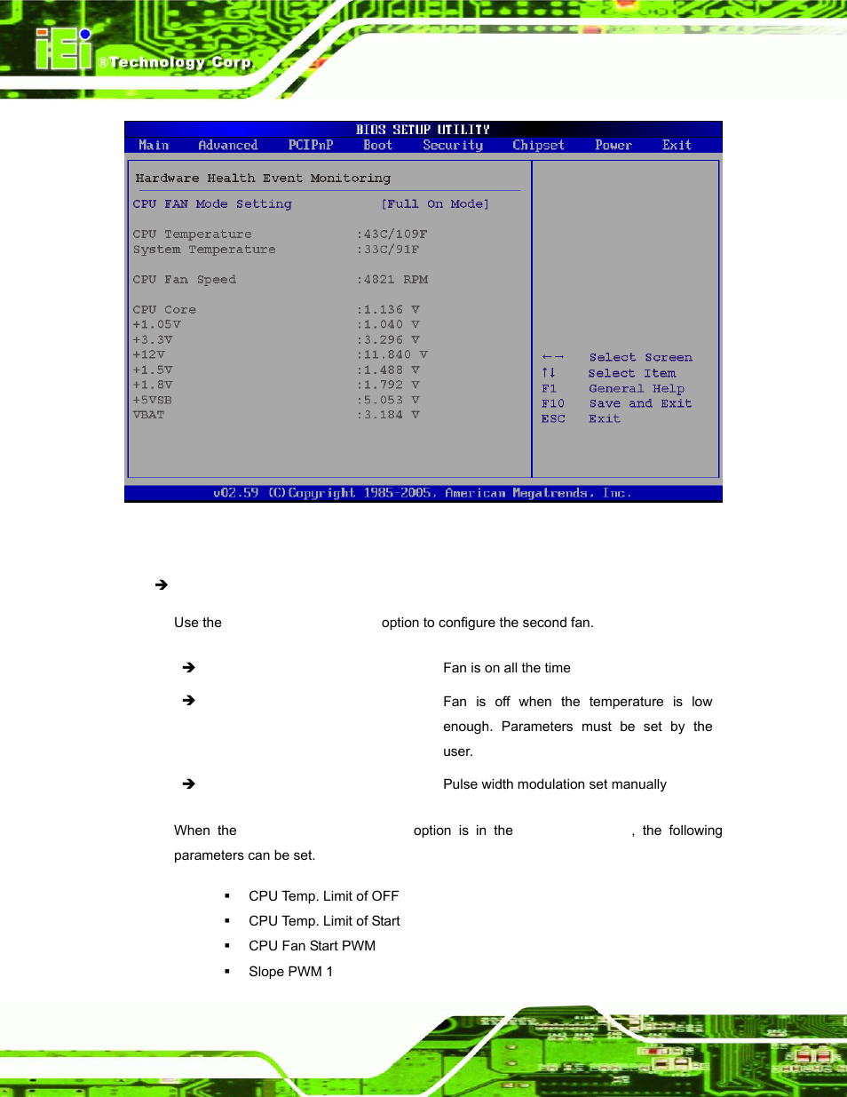 Menu 7: hardware health configuration | IEI Integration PPC-37xx-N270 v1.01 User Manual | Page 100 / 165