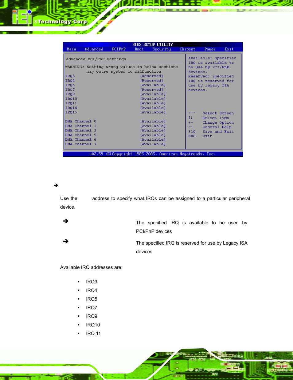 Menu 13: pci/pnp configuration | IEI Integration PPC-37xx-N270 v1.01 User Manual | Page 114 / 165