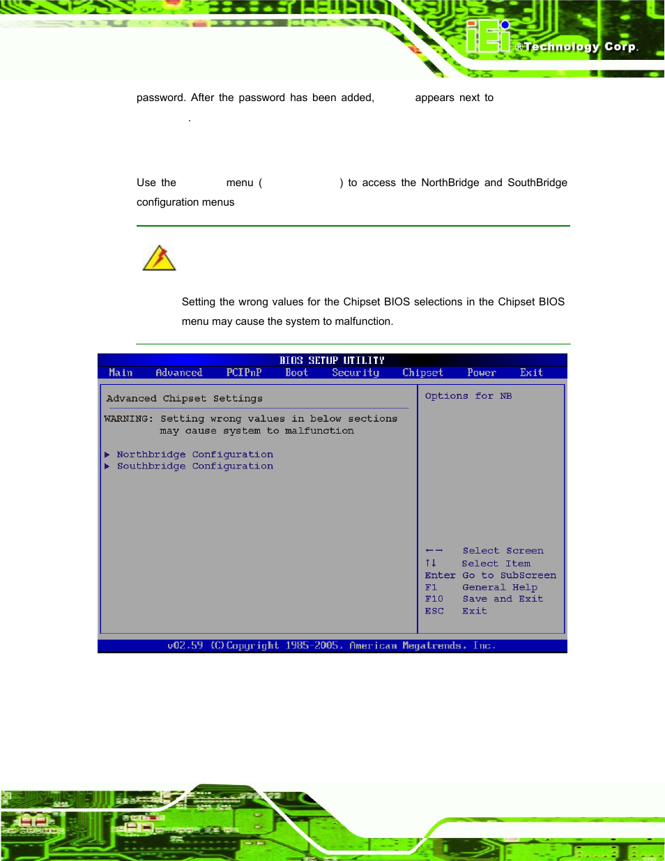 7 chipset, Hipset, Menu 18: chipset | IEI Integration PPC-37xx-N270 v1.01 User Manual | Page 121 / 165