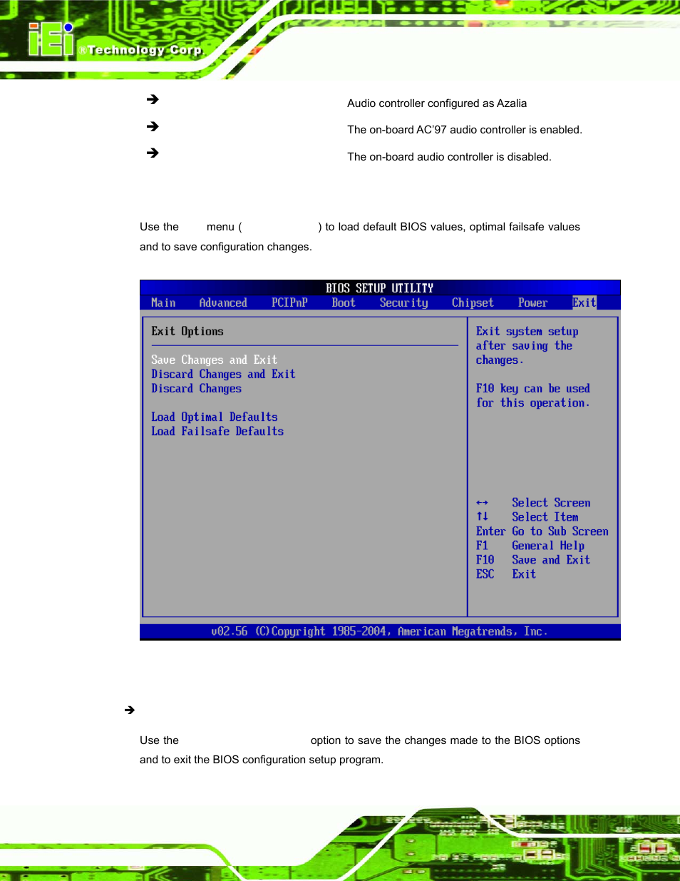 8 exit, Menu 21:exit | IEI Integration PPC-37xx-N270 v1.01 User Manual | Page 126 / 165