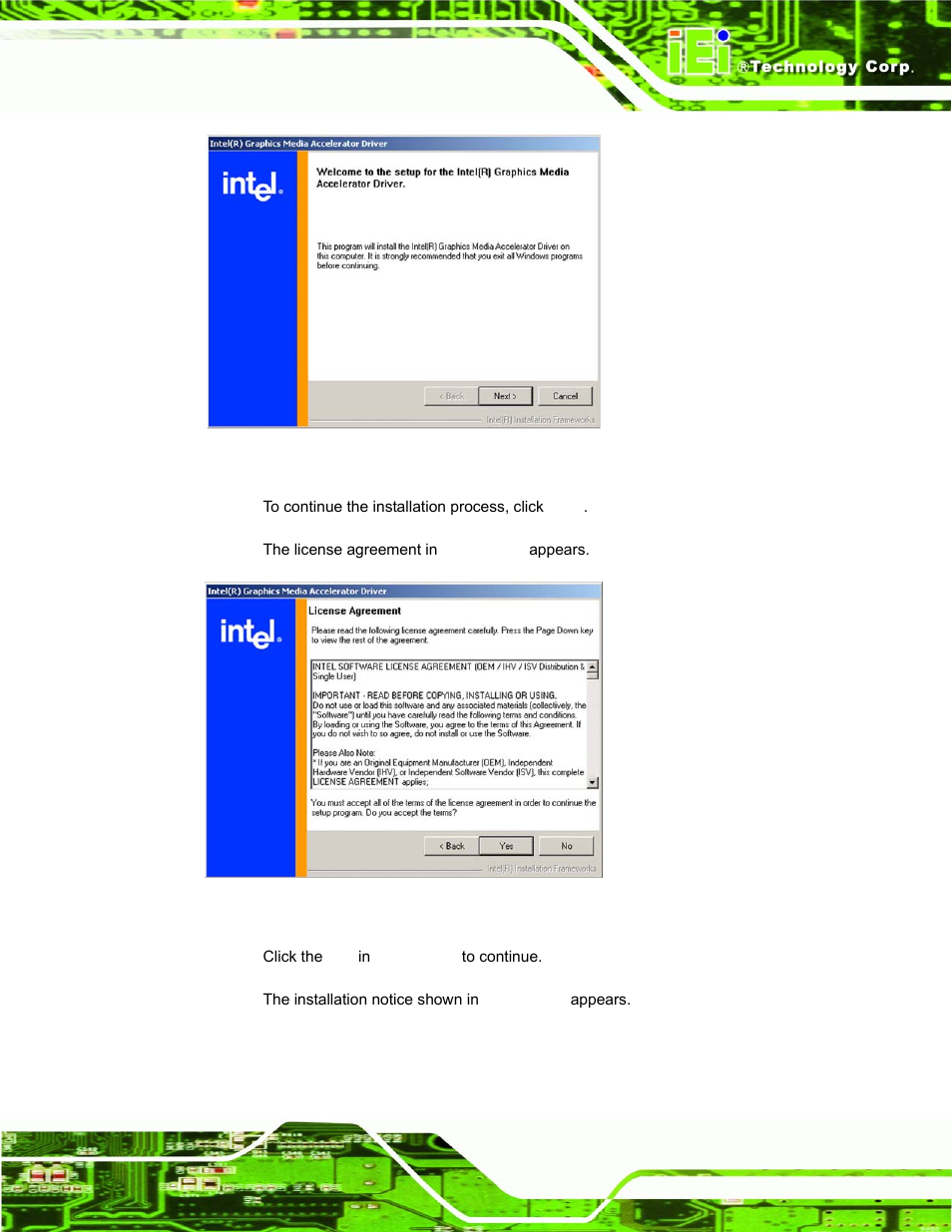 Figure 6-12: gma driver license agreement | IEI Integration PPC-37xx-N270 v1.01 User Manual | Page 135 / 165