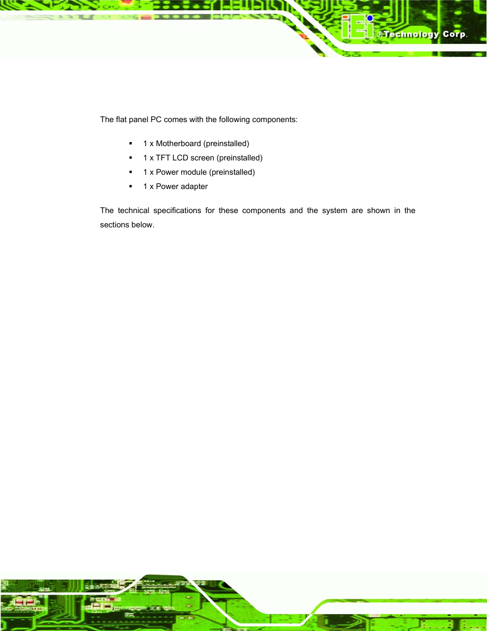 3 specifications, 1 preinstalled hardware components, Pecifications | IEI Integration PPC-37xx-N270 v1.01 User Manual | Page 25 / 165