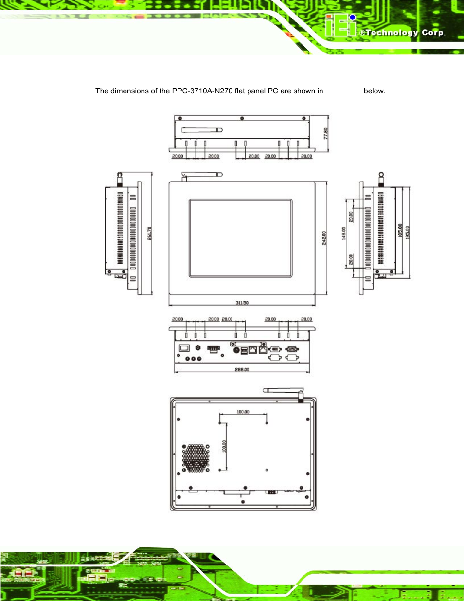 2 ppc-3710a-n270 dimensions | IEI Integration PPC-37xx-N270 v1.01 User Manual | Page 31 / 165