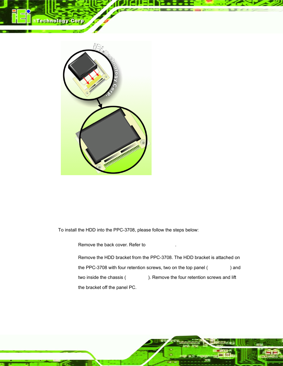 10 hdd installation, 1 ppc-3708 hdd installation, Nstallation | Figure 4-4: cf card installation | IEI Integration PPC-37xx-N270 v1.01 User Manual | Page 52 / 165