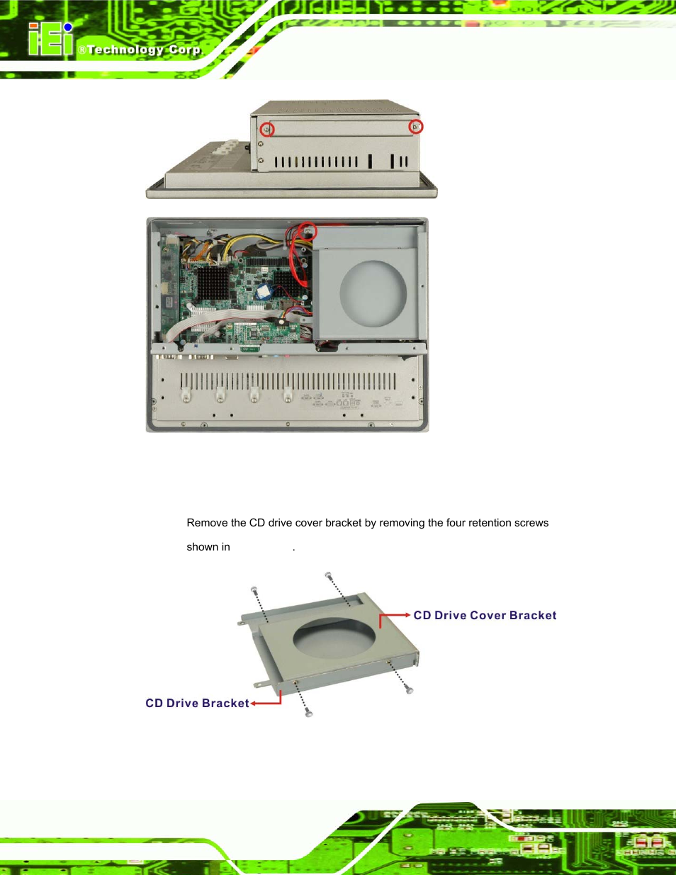 Figure 4-13: ppc-3712a cd drive bracket | IEI Integration PPC-37xx-N270 v1.01 User Manual | Page 58 / 165