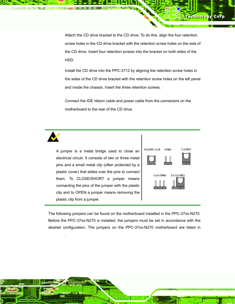 12 jumper settings, Umper, Ettings | Figure 4-15: jumper locations | IEI Integration PPC-37xx-N270 v1.01 User Manual | Page 59 / 165