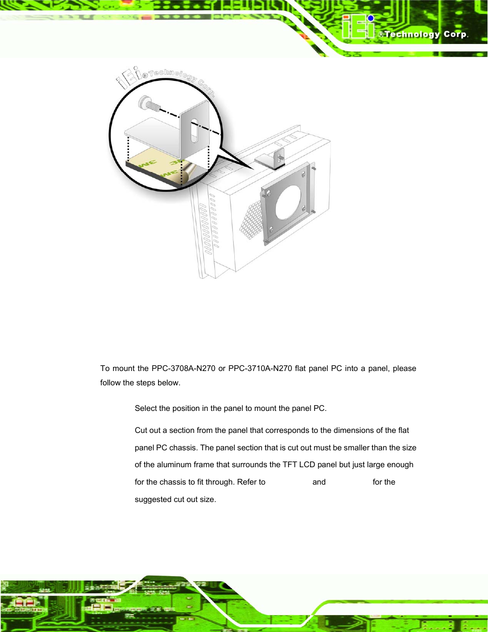 2 panel mounting, 1 ppc-3708a-n270 and ppc-3710a-n270, Figure 4-22: secure the chassis | IEI Integration PPC-37xx-N270 v1.01 User Manual | Page 69 / 165