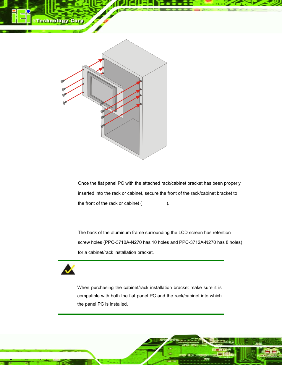 2 ppc-3710a-n270 and ppc-3712a-n270, Figure 4-32: install into a rack/cabinet | IEI Integration PPC-37xx-N270 v1.01 User Manual | Page 76 / 165