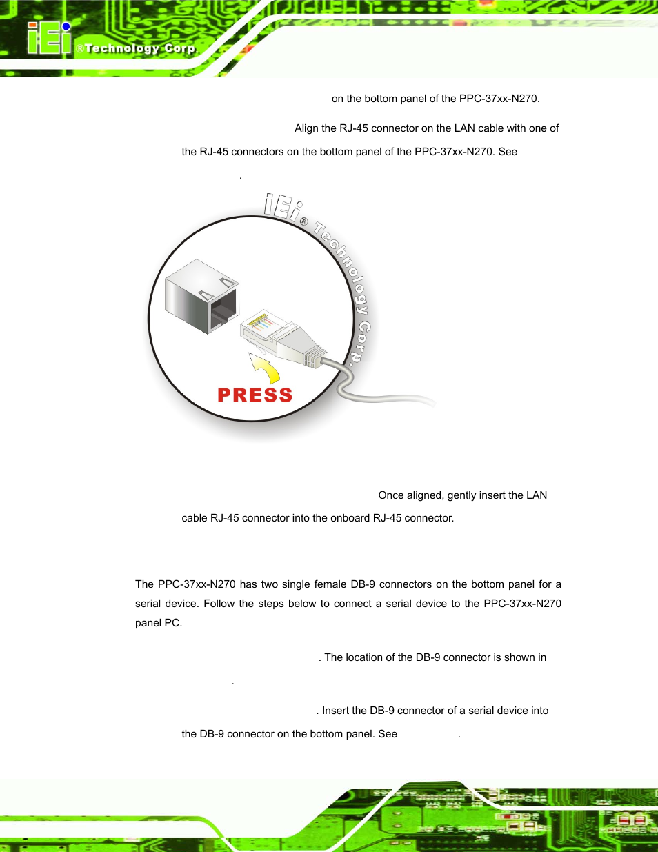 3 serial device connection, Figure 4-34: lan connection | IEI Integration PPC-37xx-N270 v1.01 User Manual | Page 78 / 165
