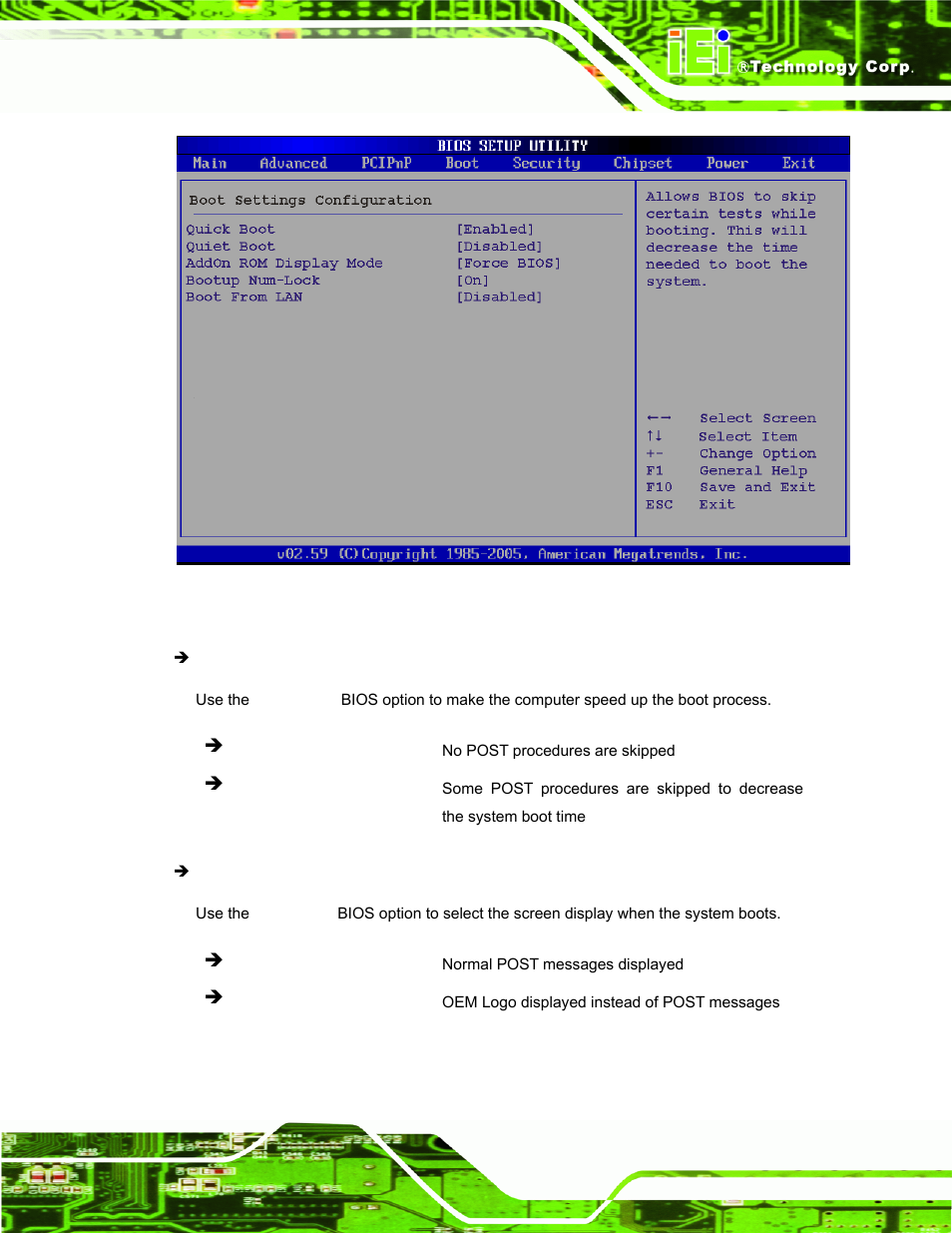 Menu 15: boot settings configuration | IEI Integration PPC-37xx-N270 v2.11 User Manual | Page 109 / 155