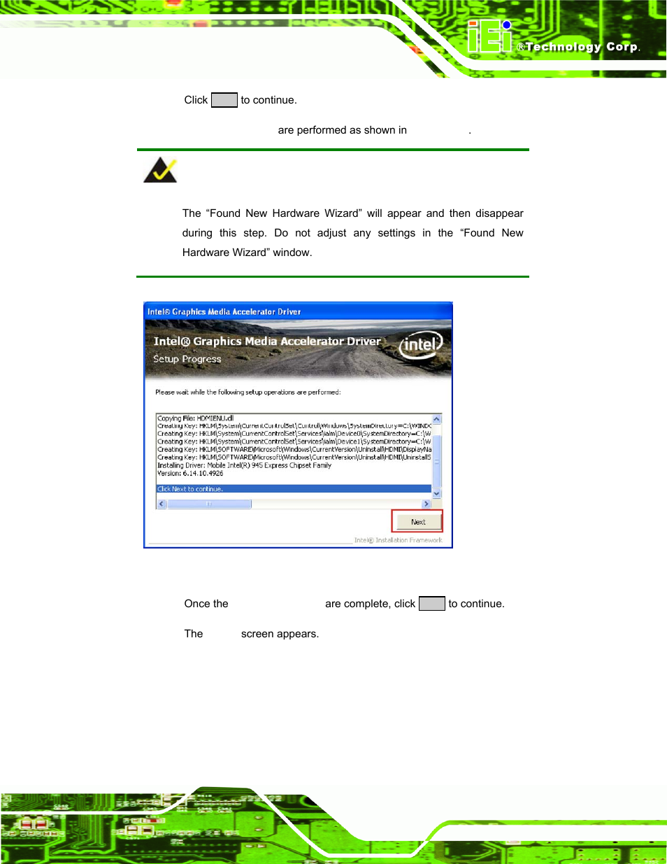 Figure 6-16: vga driver setup operations | IEI Integration PPC-37xx-N270 v2.11 User Manual | Page 131 / 155