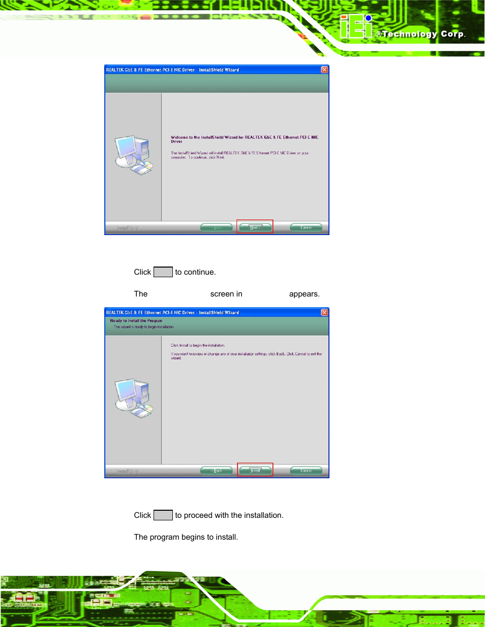 Figure 6-18: lan driver welcome screen, Figure 6-19: lan driver welcome screen, Figure 6-18 | IEI Integration PPC-37xx-N270 v2.11 User Manual | Page 133 / 155