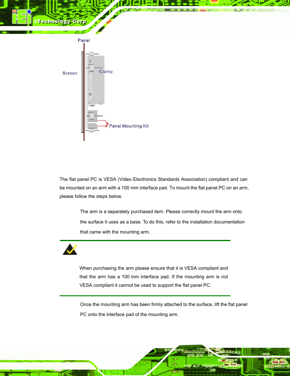 3 arm mounting | IEI Integration PPC-37xx-N270 v2.11 User Manual | Page 64 / 155