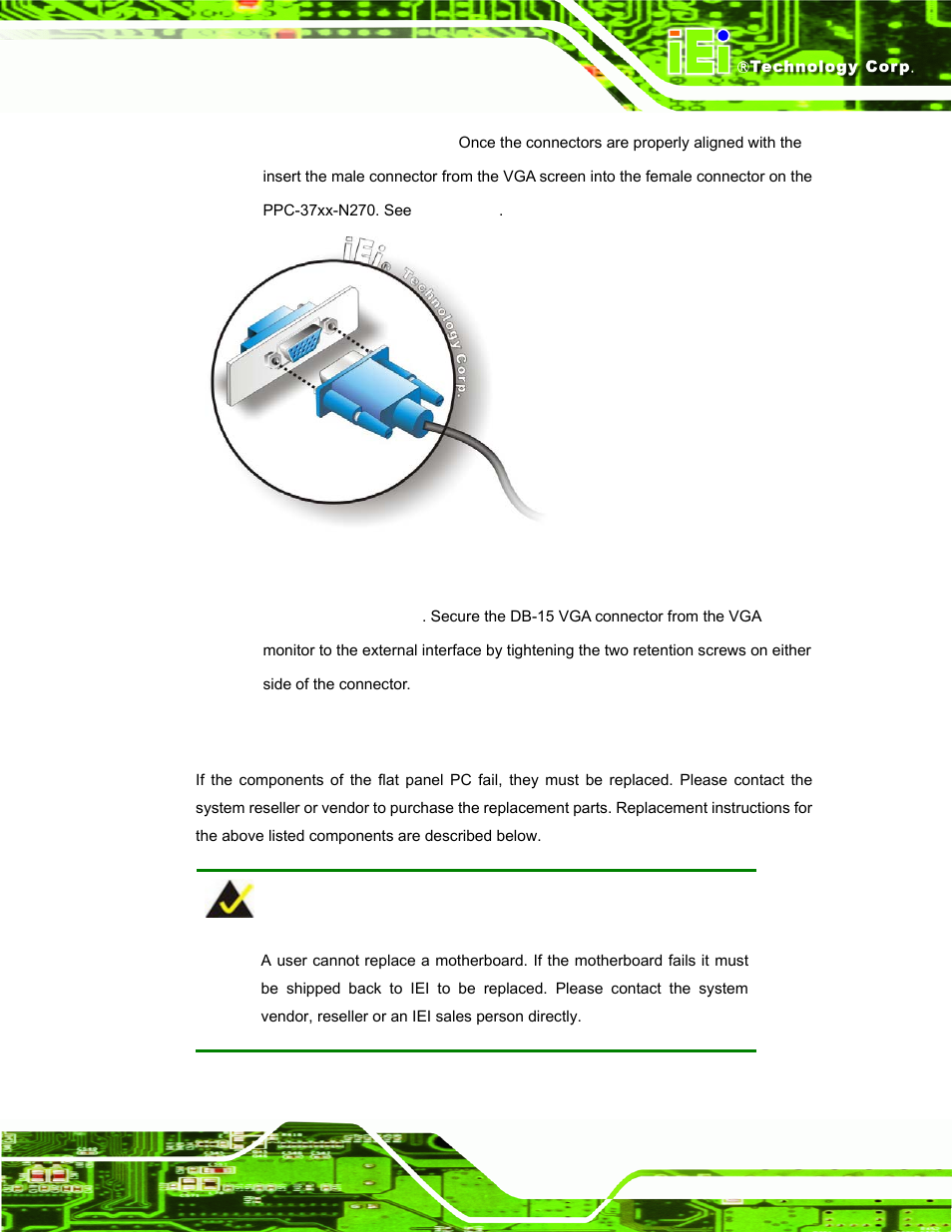 13 system maintenance, Ystem, Aintenance | Figure 4-38: vga connector | IEI Integration PPC-37xx-N270 v2.11 User Manual | Page 73 / 155