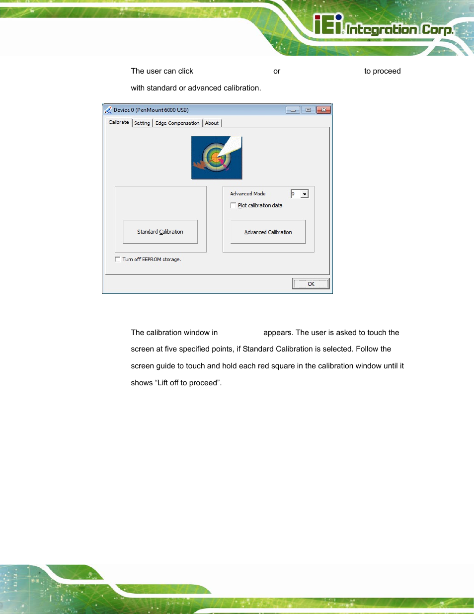 Figure 6-35: select calibration type | IEI Integration PPC-37xx-N270 v2.20 User Manual | Page 145 / 162