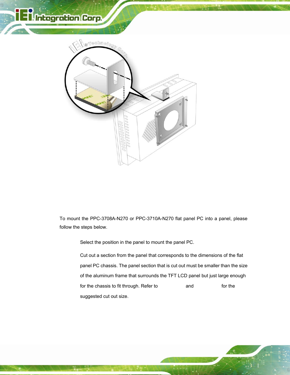 2 panel mounting, 1 ppc-3708a-n270 and ppc-3710a-n270, Figure 4-21: secure the chassis | IEI Integration PPC-37xx-N270 v2.20 User Manual | Page 62 / 162