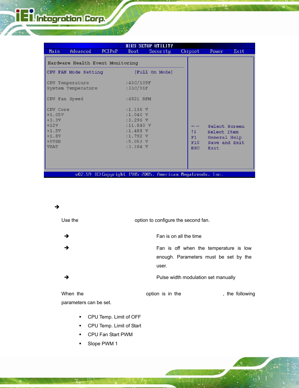 Menu 7: hardware health configuration | IEI Integration PPC-37xx-N270 v2.20 User Manual | Page 94 / 162