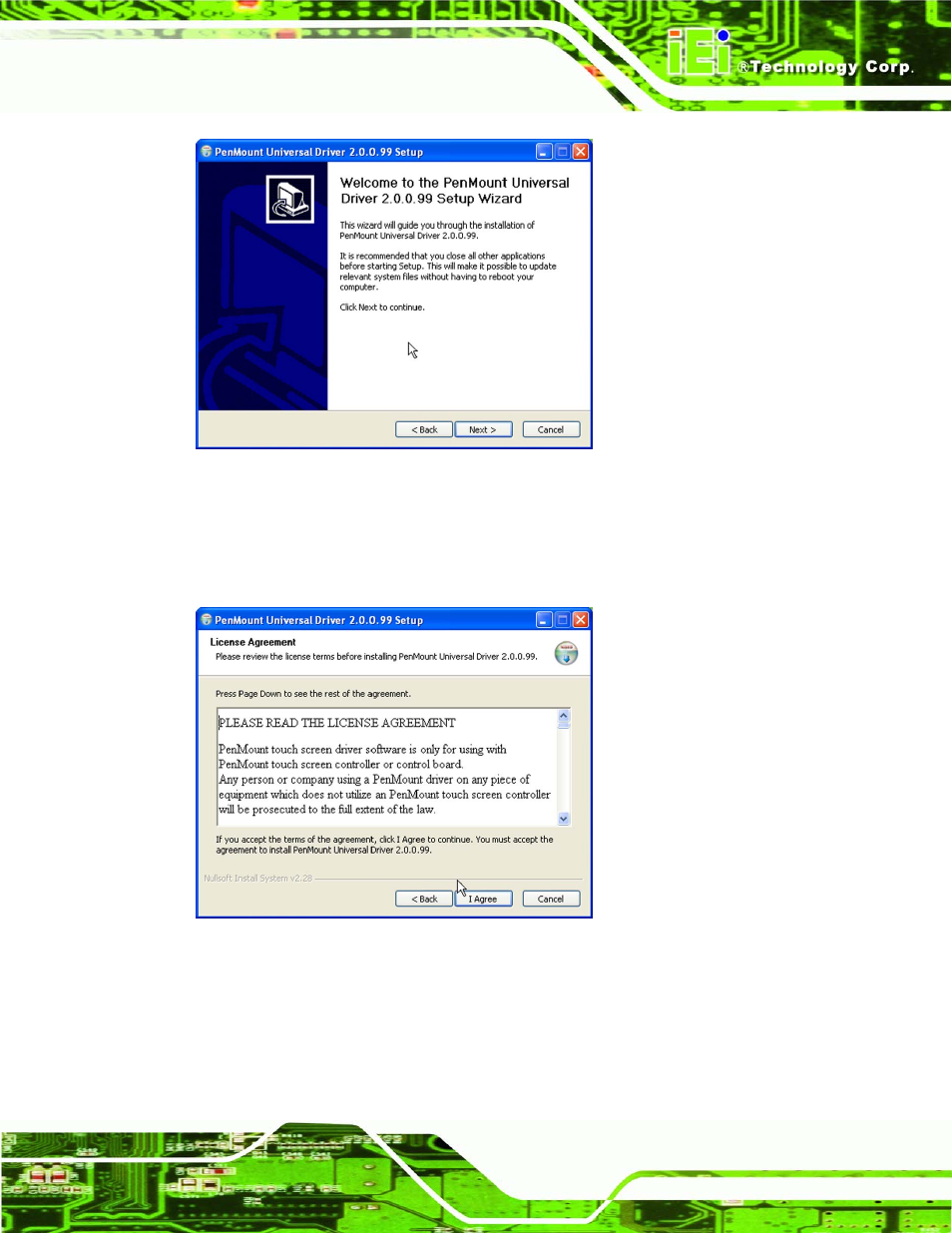 Figure 7-27: welcome screen, Figure 7-28: license agreement, Ars ( figure 7-27 | IEI Integration AFL-4 series-N270 v1.05 User Manual | Page 135 / 165
