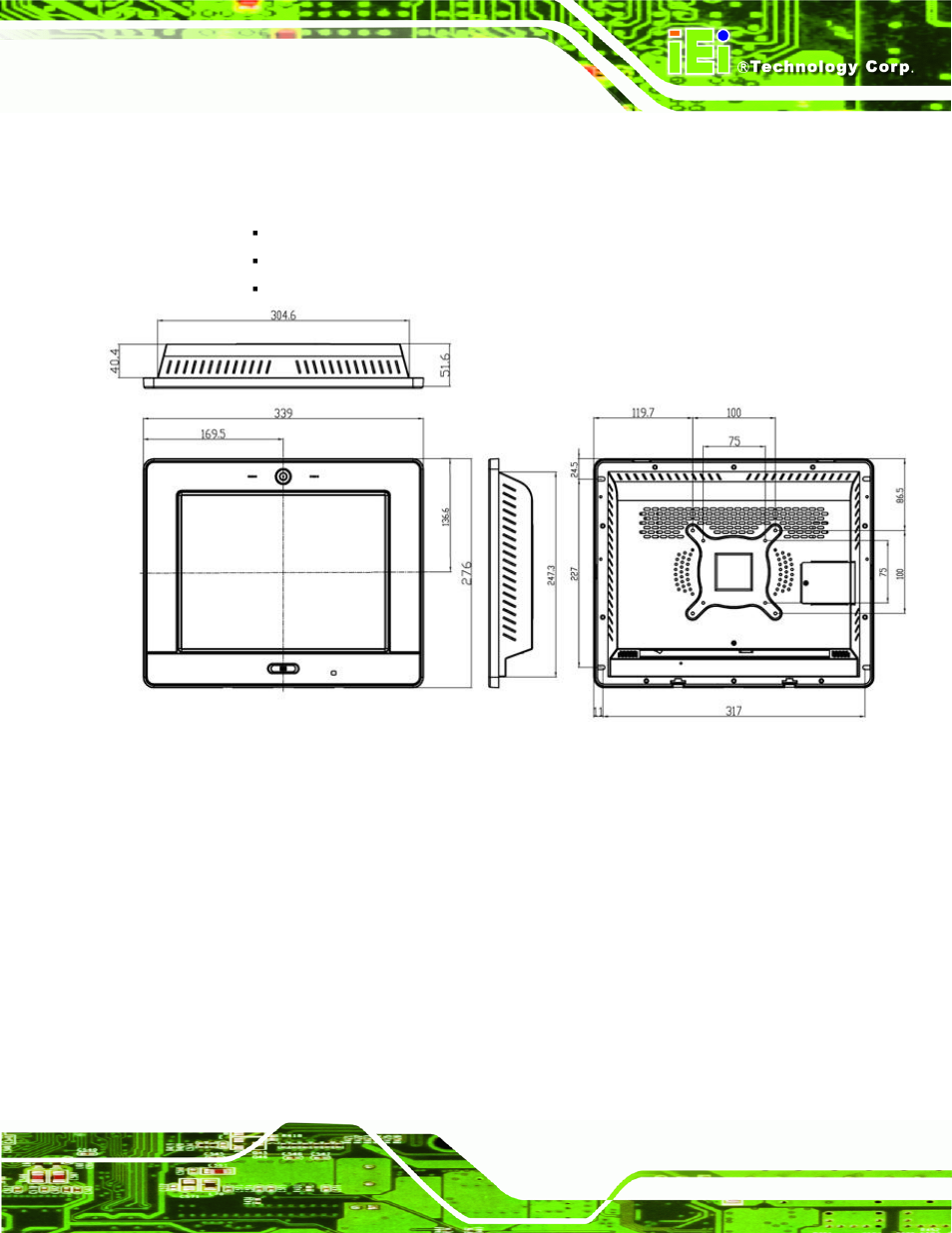 3 afl-412a-n270 dimensions, Figure 2-3: afl-412a-n270 dimensions (mm) | IEI Integration AFL-4 series-N270 v2.11 User Manual | Page 27 / 168