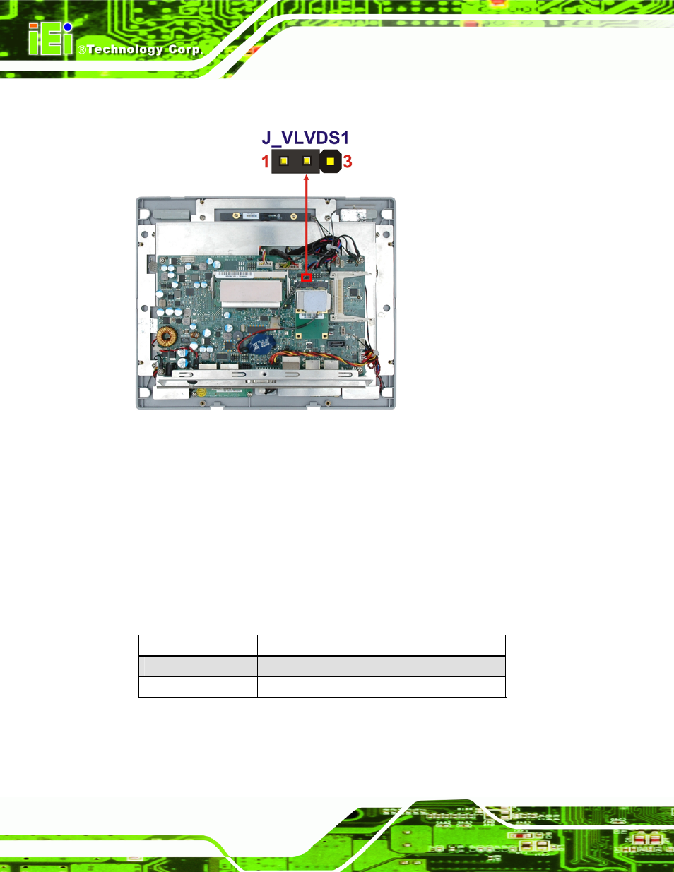 8 lcd panel type jumper, Figure 4-10: lcd power select jumper location, Table 4-8: lcd panel type jumper settings | IEI Integration AFL-4 series-N270 v2.11 User Manual | Page 56 / 168