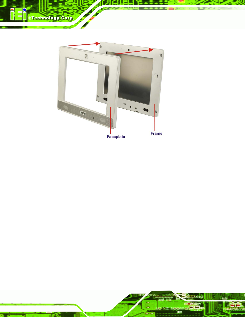 Figure 4-32: faceplate installation | IEI Integration AFL-4 series-N270 v2.11 User Manual | Page 74 / 168