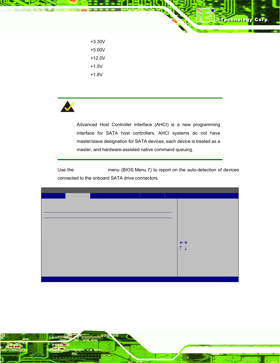 4 ahci configuration, Bios menu 7: ahci configuration | IEI Integration AFL-W19A_W19B_17D_W15A-GM45 v2.10 User Manual | Page 55 / 138