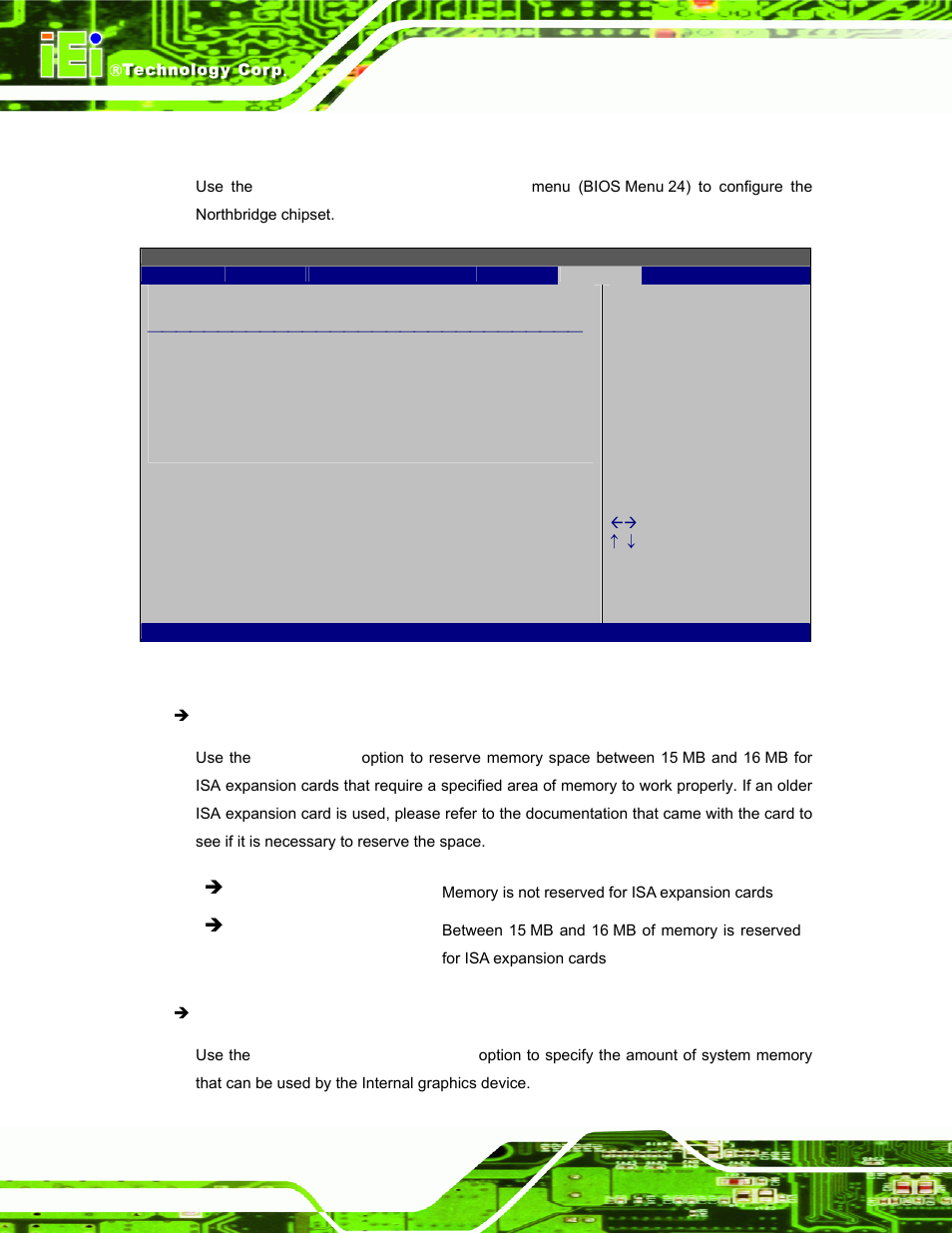 1 northbridge configuration, Bios menu 24:northbridge chipset configuration | IEI Integration AFL-W19A_W19B_17D_W15A-GM45 v2.10 User Manual | Page 82 / 138