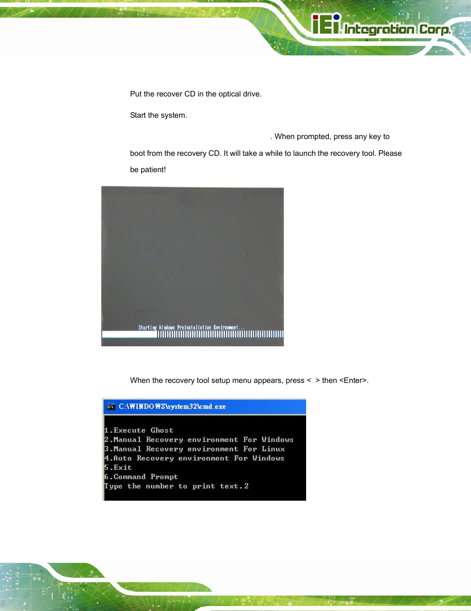 C.2.4 build-up recovery partition, Figure c-6: launching the recovery tool | IEI Integration AFL-W15A_17D-GM45 v3.00 User Manual | Page 106 / 148