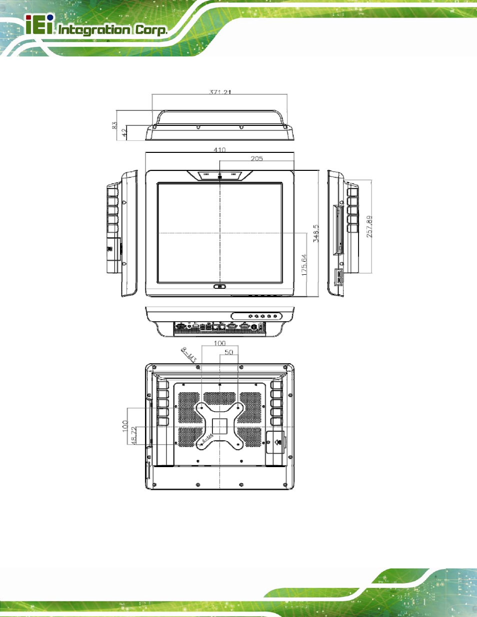 2 afl-17d-gm45 dimensions, Figure 1-6: afl-17d-gm45 dimensions (units in mm) | IEI Integration AFL-W15A_17D-GM45 v3.00 User Manual | Page 19 / 148