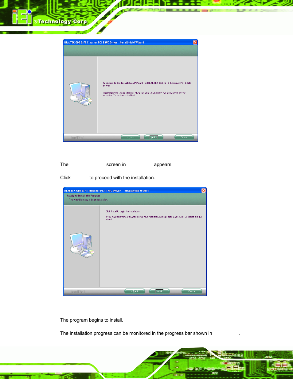 Figure 6-15: lan driver welcome screen, Figure 6-16: lan driver welcome screen, In figure 6-15 ap | IEI Integration AFL-19i-HM55 v1.01 User Manual | Page 106 / 139