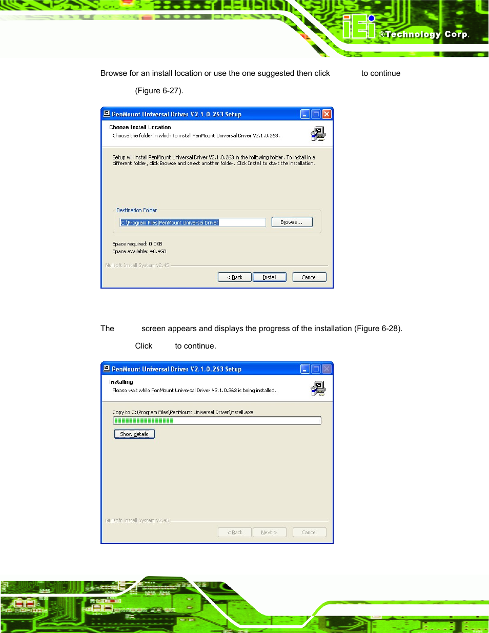 Figure 6-27: choose install location | IEI Integration AFL-19i-HM55 v1.01 User Manual | Page 113 / 139