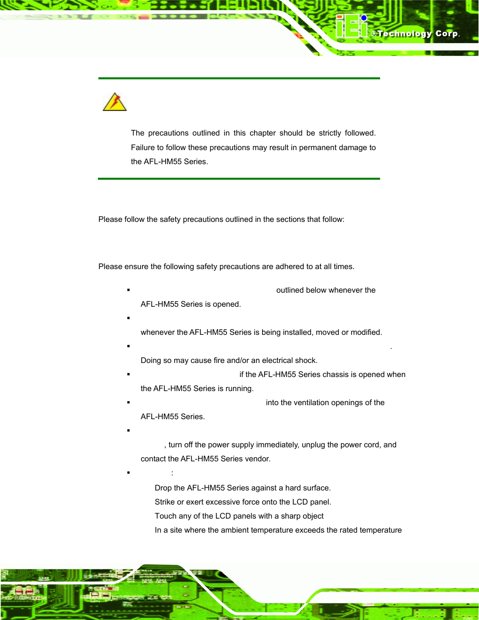 A.1 safety precautions, A.1.1 general safety precautions, Afety | Recautions | IEI Integration AFL-19i-HM55 v1.01 User Manual | Page 127 / 139