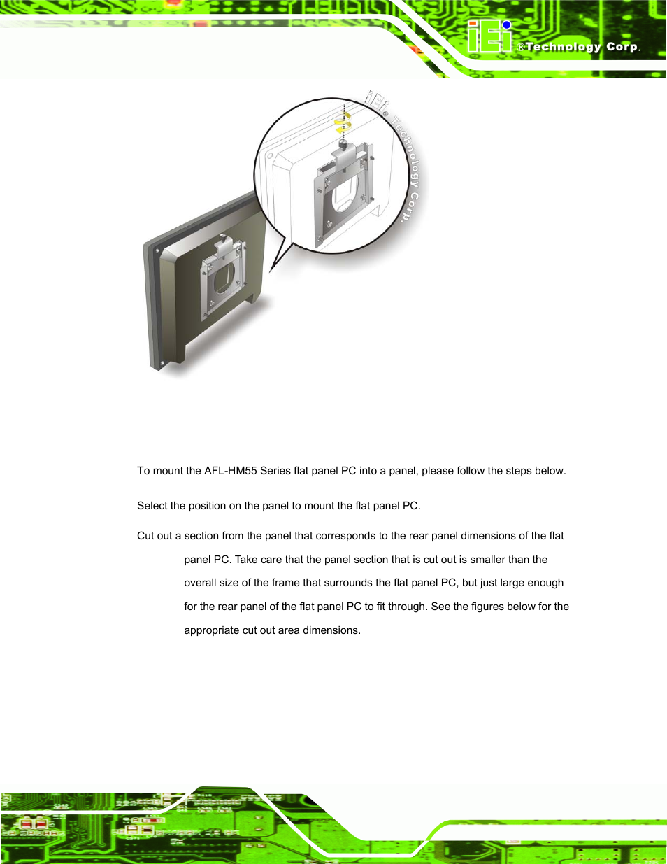 2 panel mounting, Figure 3-18: securing the panel pc | IEI Integration AFL-19i-HM55 v1.01 User Manual | Page 53 / 139