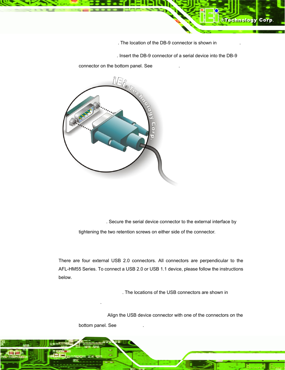 3 usb device connection, Figure 3-26: serial device connector | IEI Integration AFL-19i-HM55 v1.01 User Manual | Page 59 / 139
