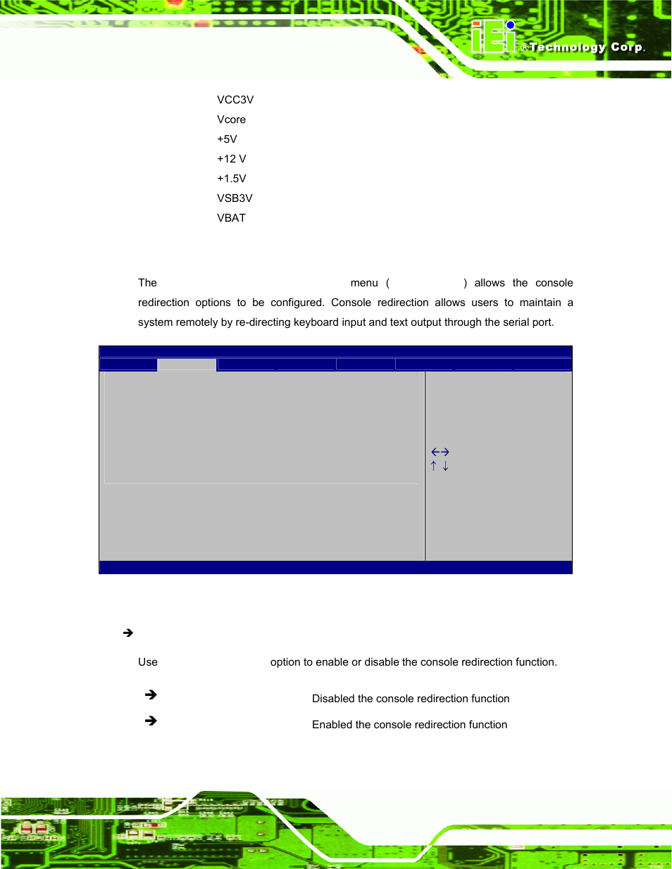 8 serial port console redirection | IEI Integration AFL-19i-HM55 v1.01 User Manual | Page 85 / 139