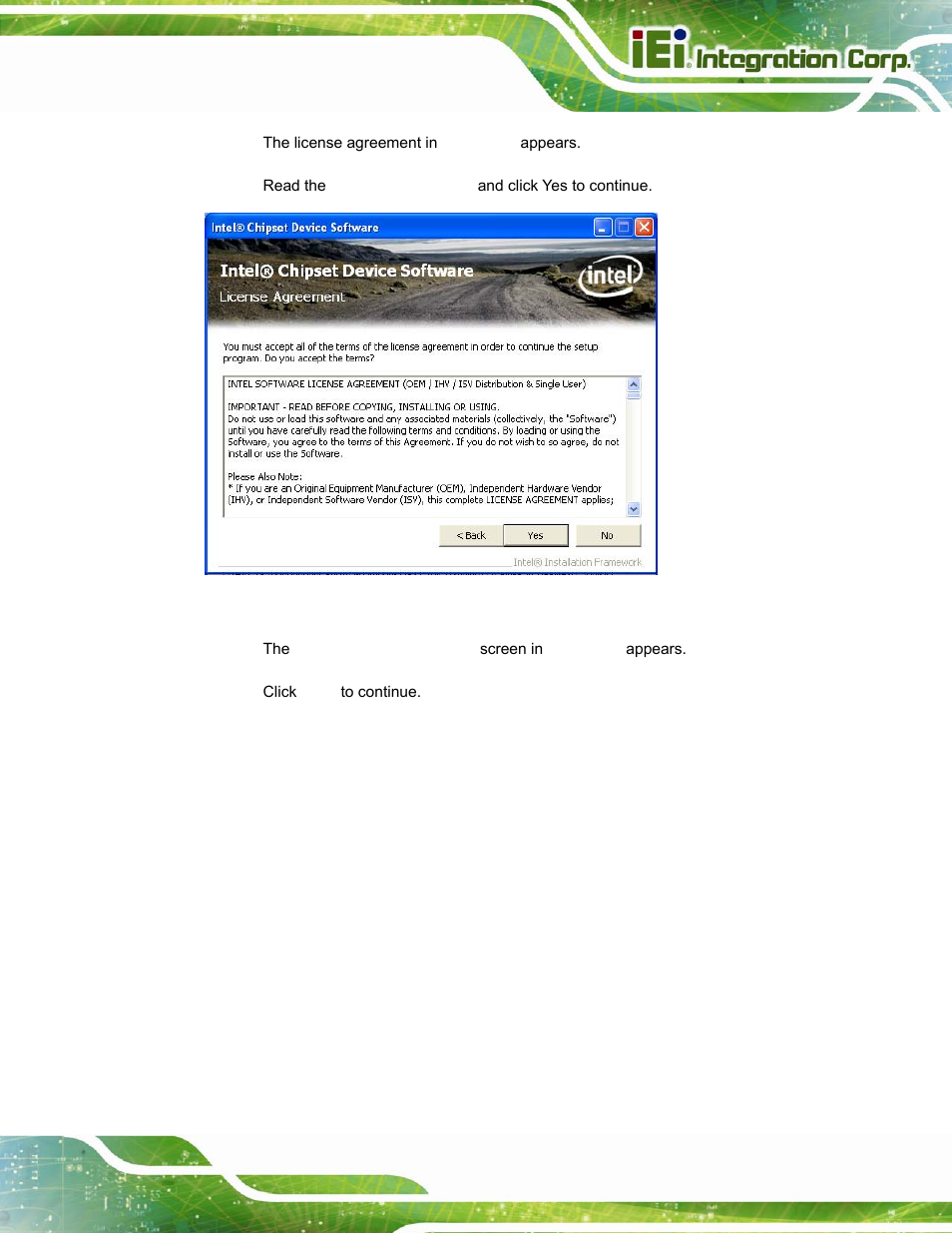 Figure 6-4: chipset driver license agreement | IEI Integration AFL-15i-HM55 v2.00 User Manual | Page 100 / 140