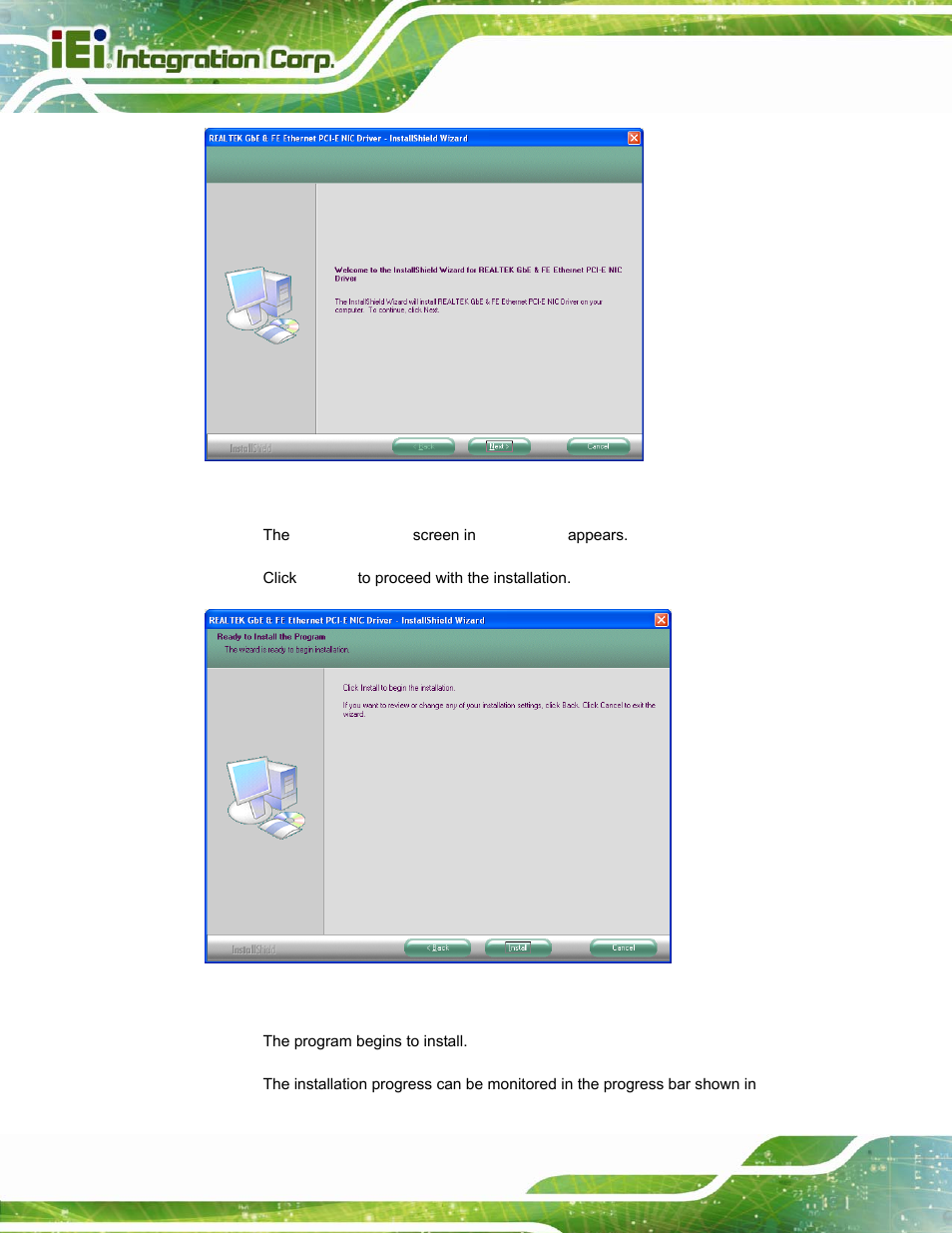 Figure 6-15: lan driver welcome screen, Figure 6-16: lan driver welcome screen, Figure 6-15 | IEI Integration AFL-15i-HM55 v2.00 User Manual | Page 107 / 140