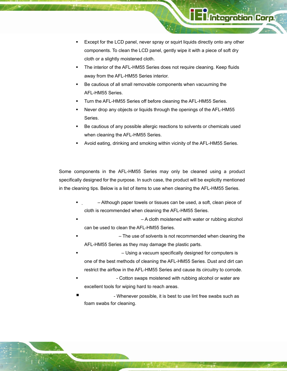 A.2.2 cleaning tools | IEI Integration AFL-15i-HM55 v2.00 User Manual | Page 126 / 140