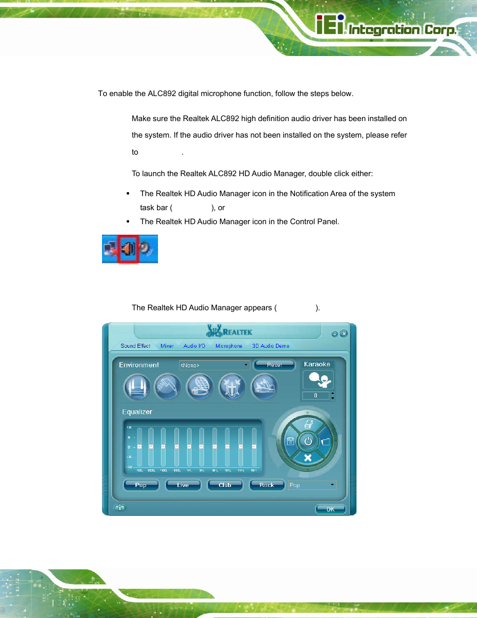 B.1 alc892 digital microphone configuration, Alc892, Igital | Icrophone, Onfiguration, Figure b-2: realtek hd audio manager | IEI Integration AFL-15i-HM55 v2.00 User Manual | Page 128 / 140