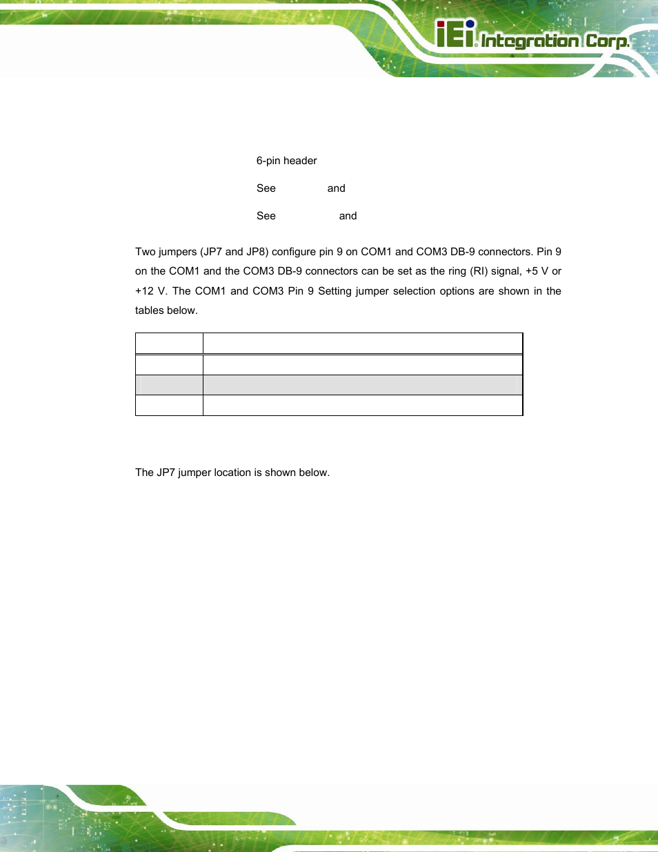 4 com1 pin 9 setting, Table 3-4: com1 pin 9 setting jumper settings | IEI Integration AFL-15i-HM55 v2.00 User Manual | Page 40 / 140