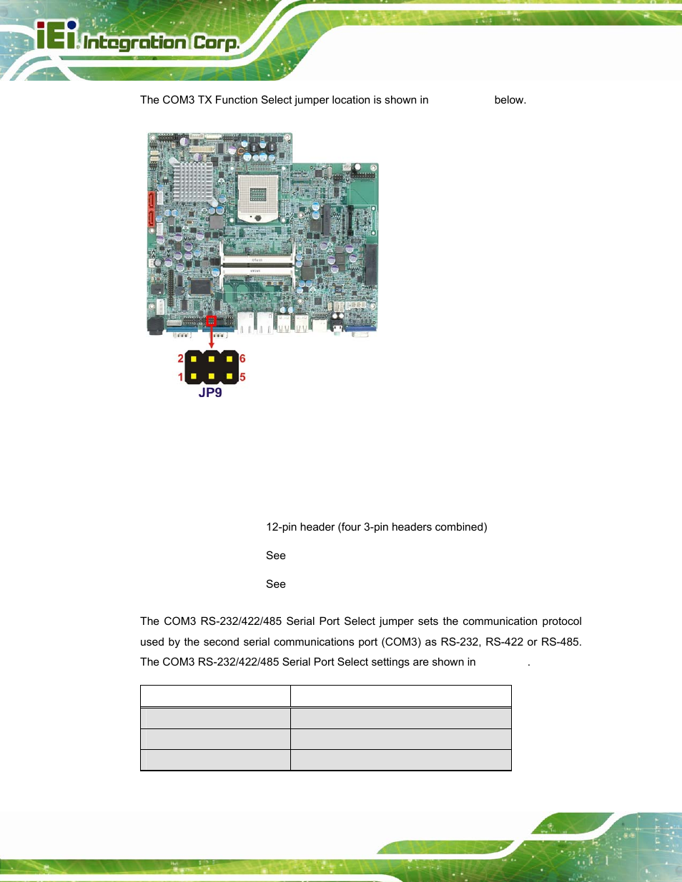 6 com3 rs-232/422/485 jumper | IEI Integration AFL-15i-HM55 v2.00 User Manual | Page 43 / 140