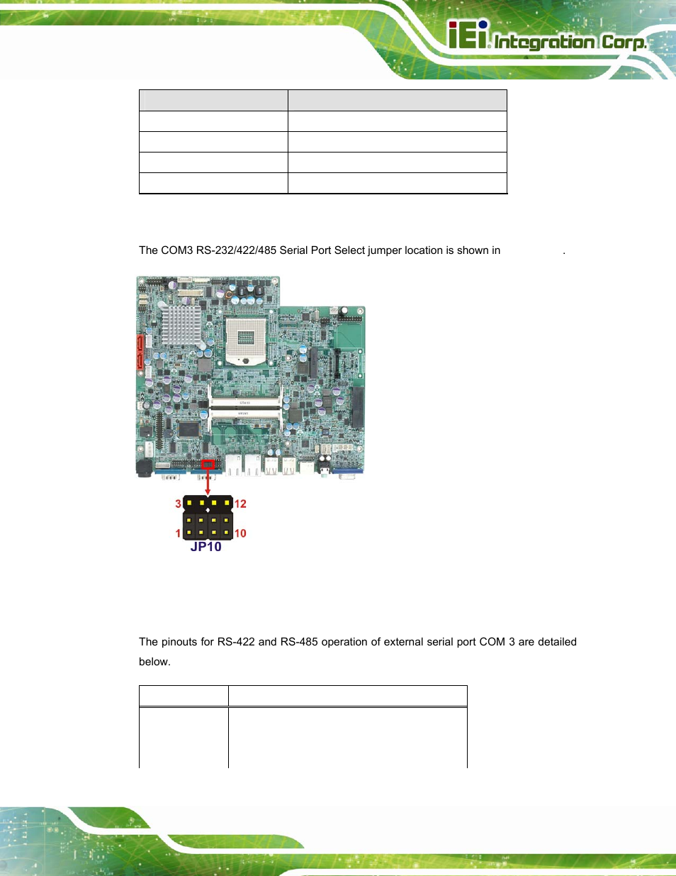 1 com3 rs-422 and rs-485 pinouts, See table 3-7, See figure 3-11 | Table 3-7, Afl-hm55 series panel pc page 33 | IEI Integration AFL-15i-HM55 v2.00 User Manual | Page 44 / 140