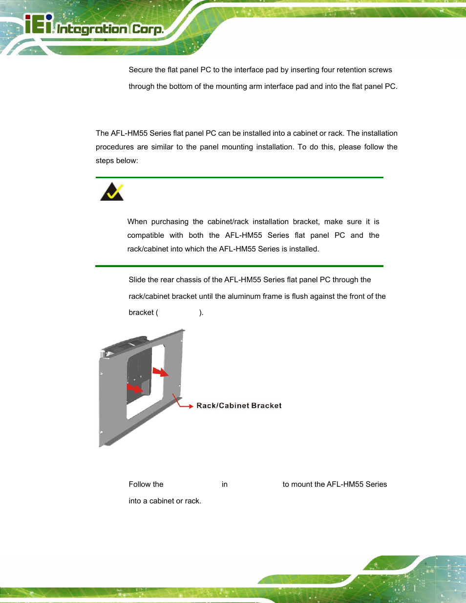 Figure 3-25: the rack/cabinet bracket | IEI Integration AFL-15i-HM55 v2.00 User Manual | Page 57 / 140