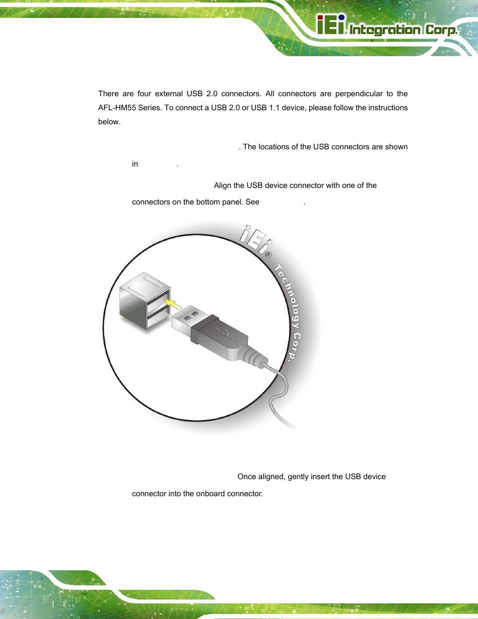 3 usb device connection, Figure 3-28: usb device connection | IEI Integration AFL-15i-HM55 v2.00 User Manual | Page 60 / 140