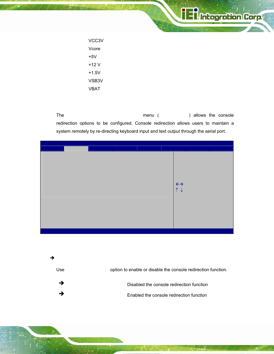 8 serial port console redirection | IEI Integration AFL-15i-HM55 v2.00 User Manual | Page 86 / 140