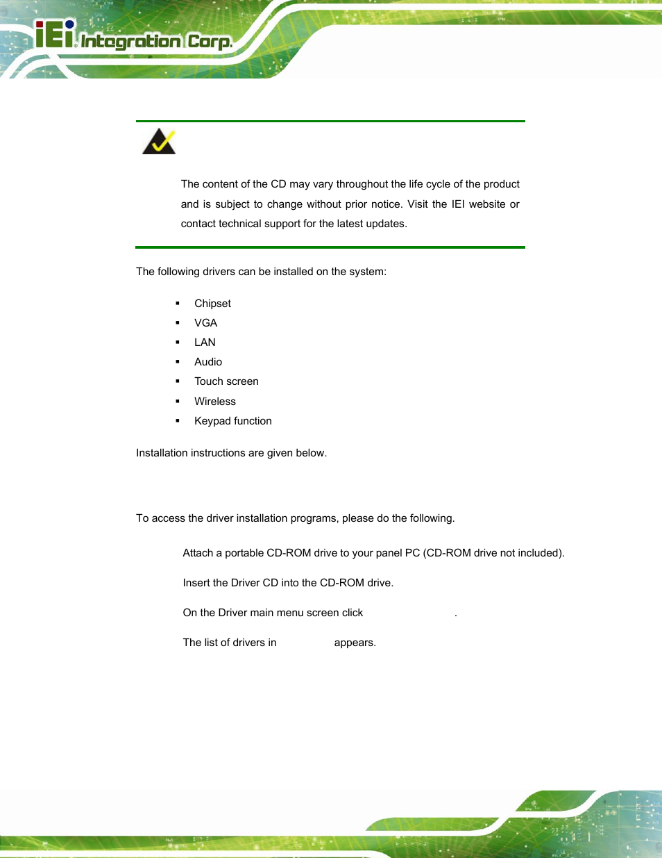 1 available software drivers, 2 starting the driver program, Vailable | Oftware, Rivers, Tarting the, River, Rogram | IEI Integration AFL-15i-HM55 v2.00 User Manual | Page 97 / 140
